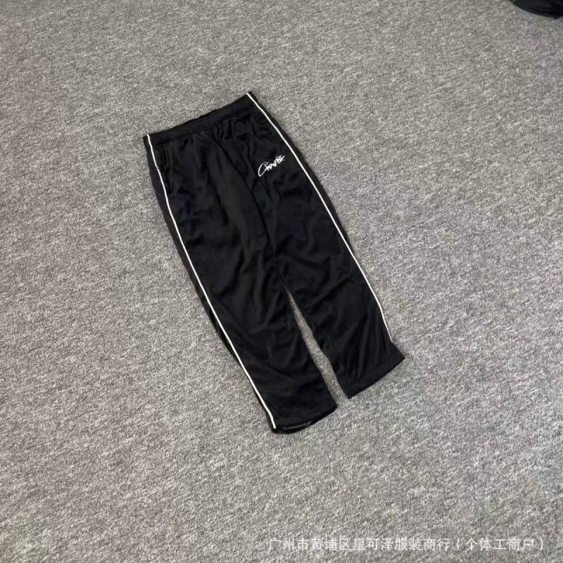 High-Quality CORTEIZ Embroidered Velvet Zip-Up Jacket Straight-Leg Pants Set Young Men