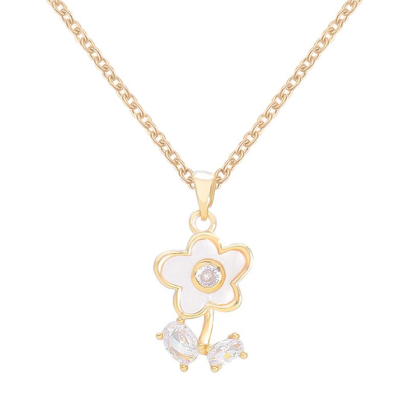 Small Flower Necklace Women'S Light Luxury Simple Versatile Zircon Pendant Exquisite Collarbone Chain