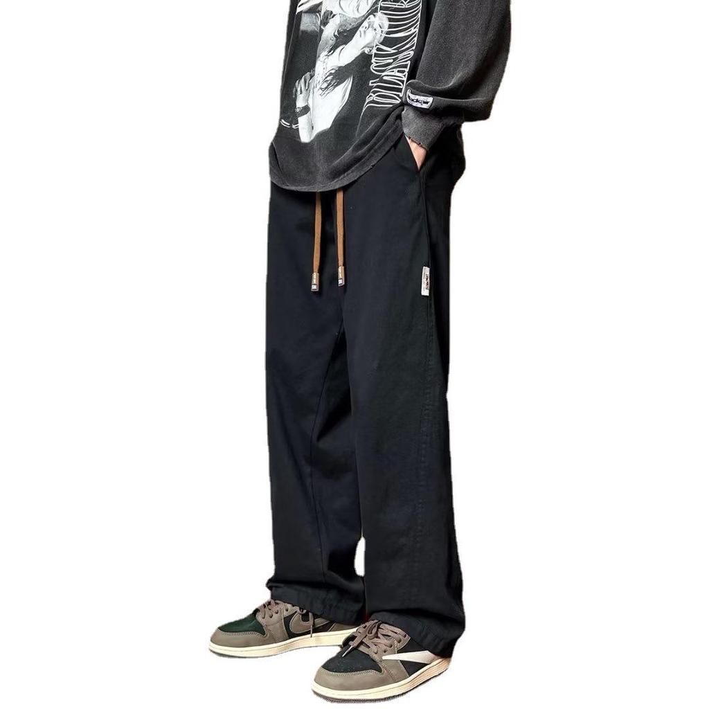 Men's Autumn/Winter Coffee-Colored Retro Straight-Leg Japanese Overalls: Loose Casual Pants