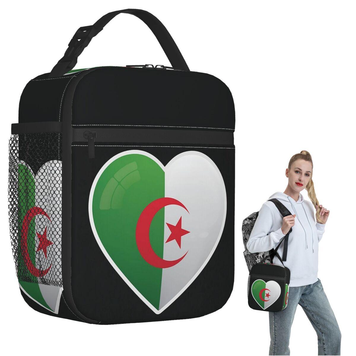 Algeria Algerian Flag Love Icon Insulated Lunch Bag for Women Kids Portable Food Boxes Thermal Lunch Box Tote One Size