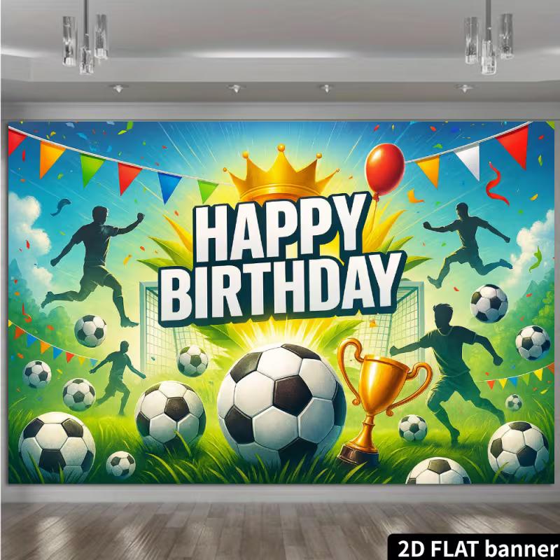 2D Fußballspieler Silhouette Geburtstag Hintergrund Pokal Partyzubehör