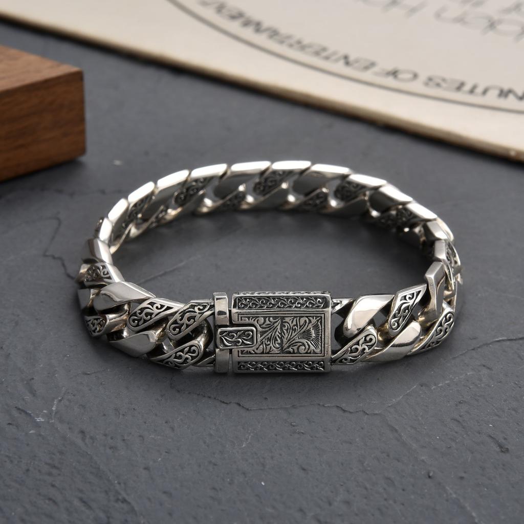 S925 Sterling Silver Timeless Vine Garland Buckle Retro Punk Tank Bracelet Jewelry Creativity Gift Factory Price