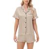 Satin Double Ruffle Imitation Silk Suit Short-sleeved Shorts Ladies Home Clothes