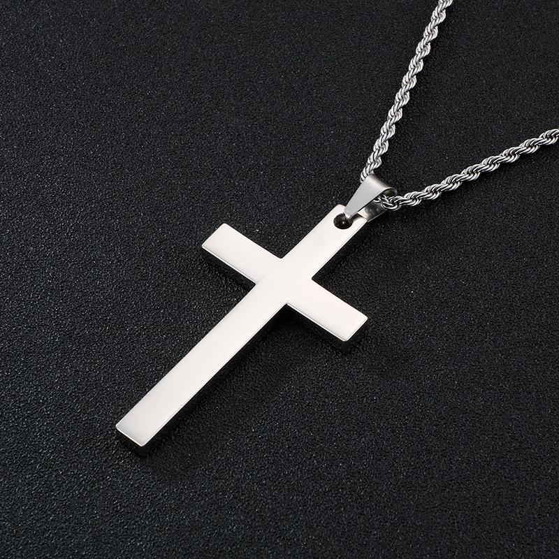 Titanium Steel Simple Cross Necklace Pendant, Stainless Steel Jewelry