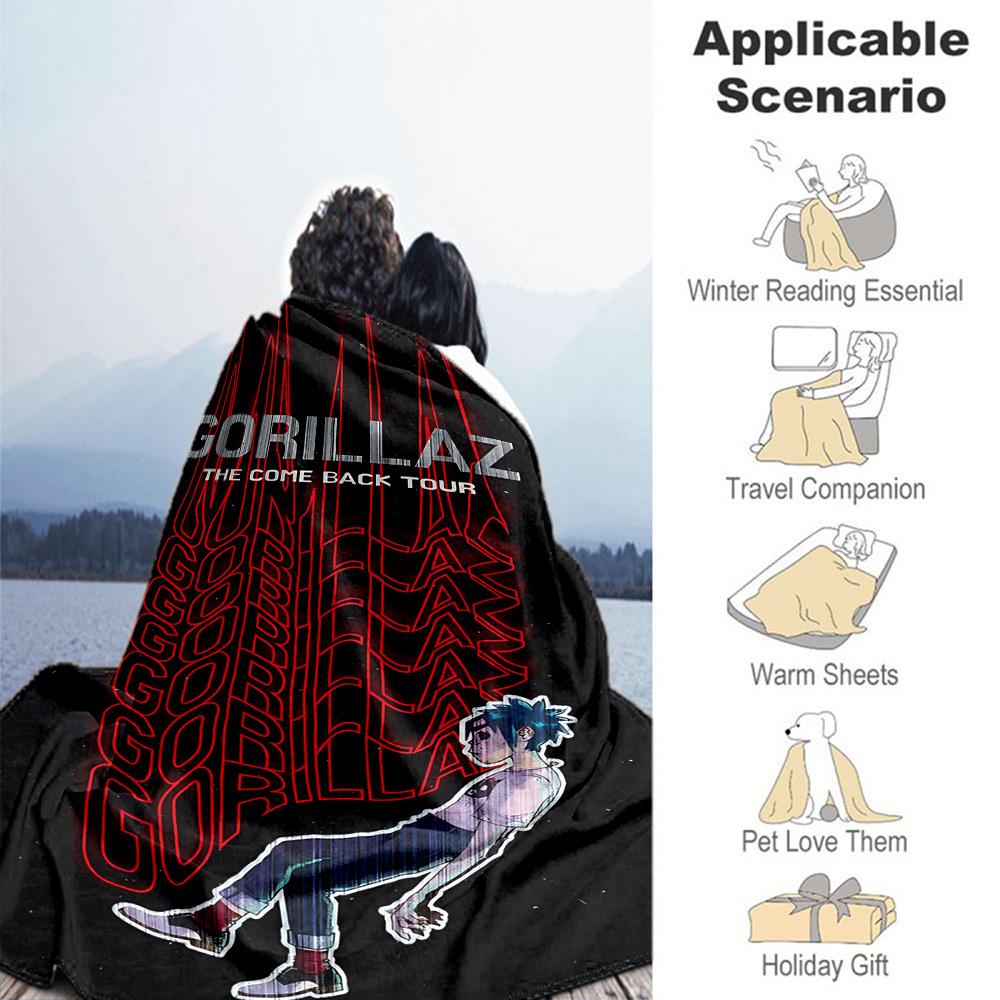 1pc Gorillaz Tour Outdoor Blanket Lightweight Flannel, All-Season Use for Sofa, Bed, Travel, Camping, Living Room, Office, Couch046