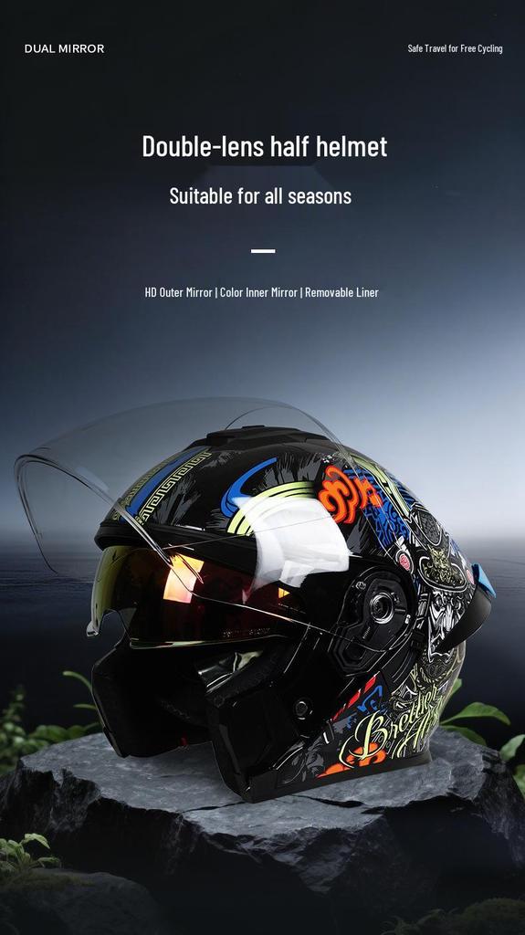 3C Certified Dual-Lens Convertible Motorcycle Helmet for All Seasons - Men's and Women's Models