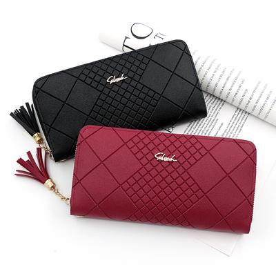 Damen Geldbörsen Quasten Design Reißverschluss Lange Geldbörse Clutch Geldbörse Münz-Kartenhalter