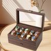 Luksusowy uchwyt do przechowywania zegarków w kolorze Espresso Stylowe etui na zegarki z 6/20 miejscami dla mężczyzn z podwójnymi warstwami i szklanym wieczkiem