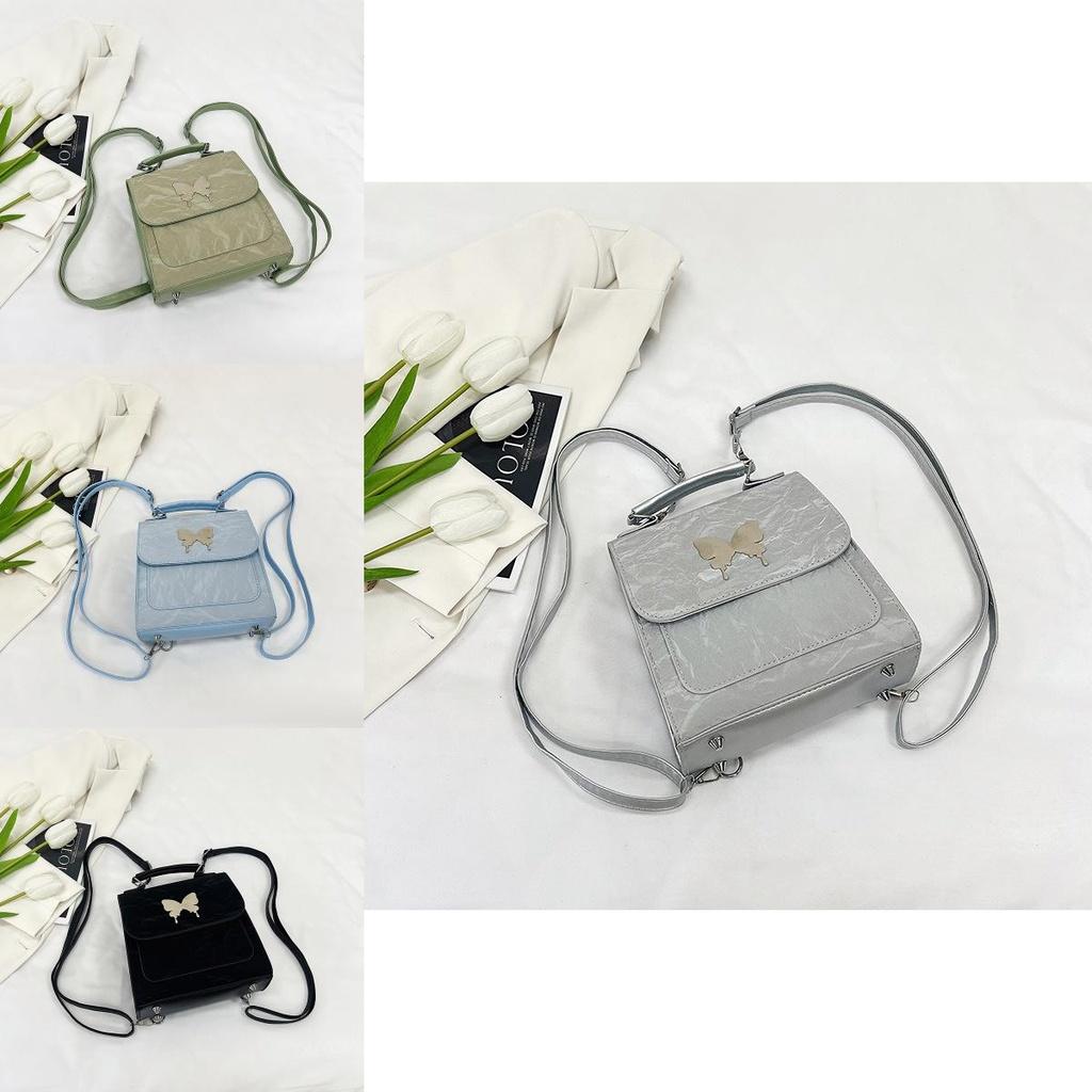 Stylish Butterfly Backpack 2024 New Design Soft Pu Fashionable Shoulder Bag In Black Blue Green Grey Pink White