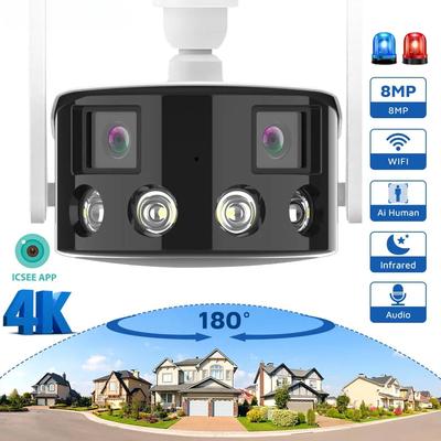 LS VISION 4K 8MP IP-Kamera WiFi Farbnachtsicht 180° Weitwinkel Outdoor WLAN Überwachungskameras 4MP CCTV Sicherheitsschutzkamera