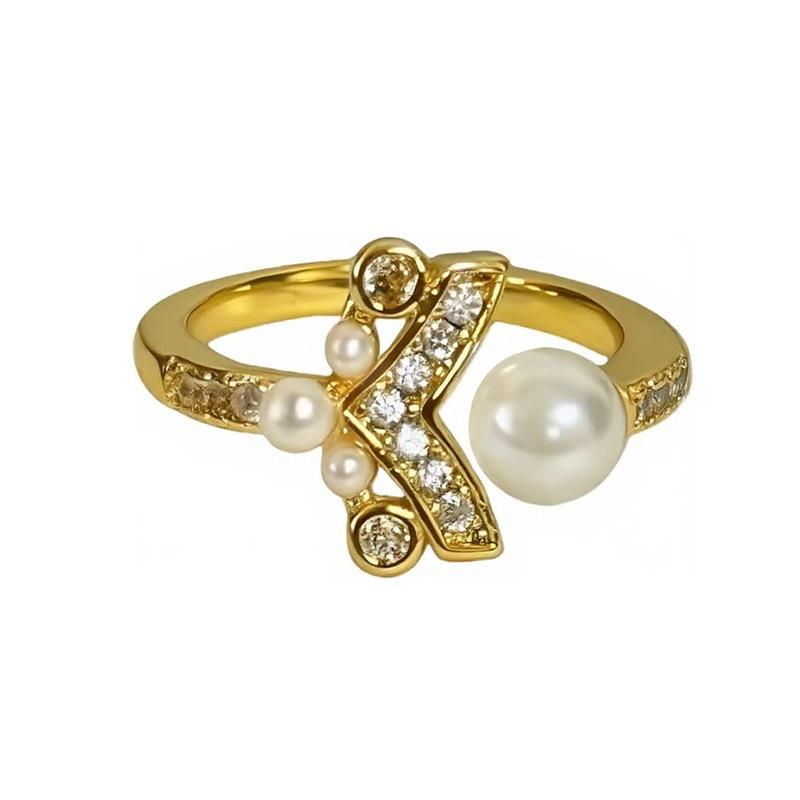 Light Luxury Niche Double-Layer Bead Ring For Women'S High-End Fashion Opening Adjustable Index Finger Ring Stacking Wearing Ring