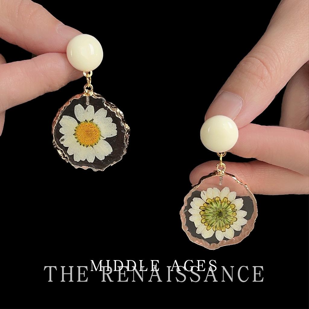 Милые серьги-ромашки из натуральных сушеных цветов, серьги в стиле Мори, серьги в отпускном стиле для женщин