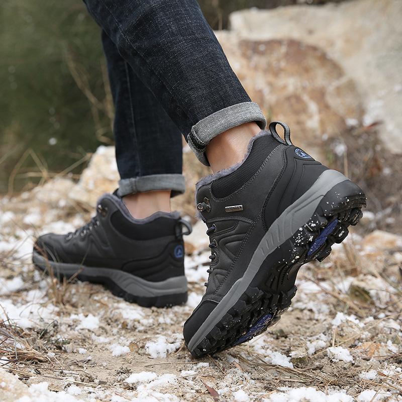 Winter Men's Boots Warm Men's Snow Boots Leather Waterproof Men Sneakers Outdoor Men Hiking Boots Work Shoes