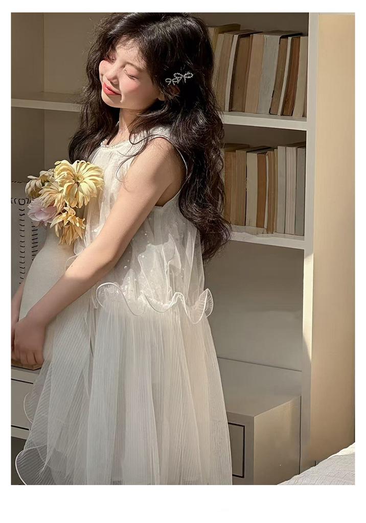 Girls' Dress 2026 Summer New Style Girls' Mesh Vest Princess Dress Children's Summer Dress Rich Family Heiress Feeling Skirt
