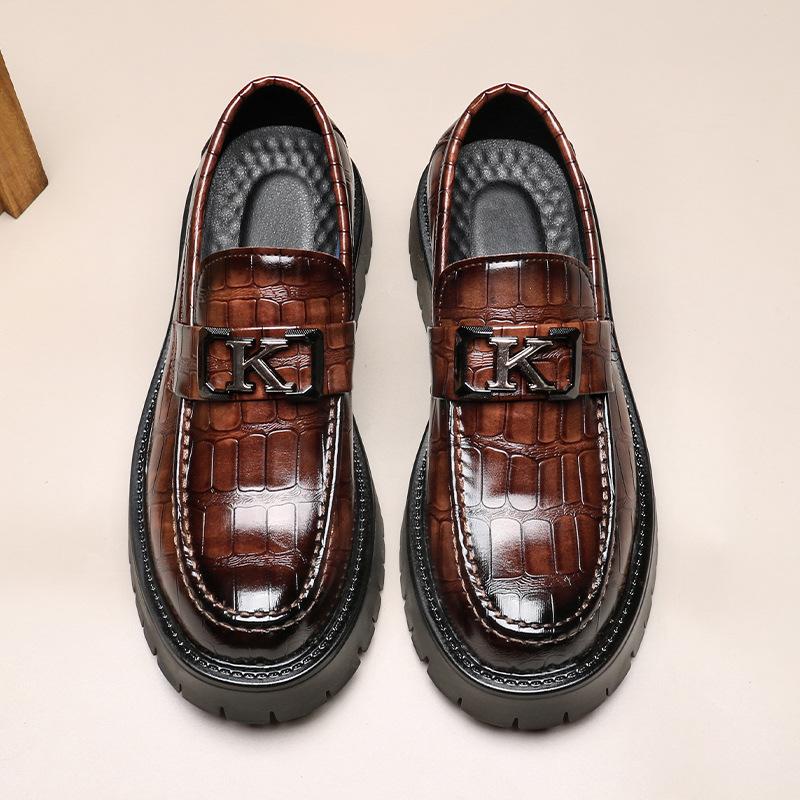 5326 leather shoes summer new men's leather shoes platform loafers heightening casual leather shoes, foreign trade