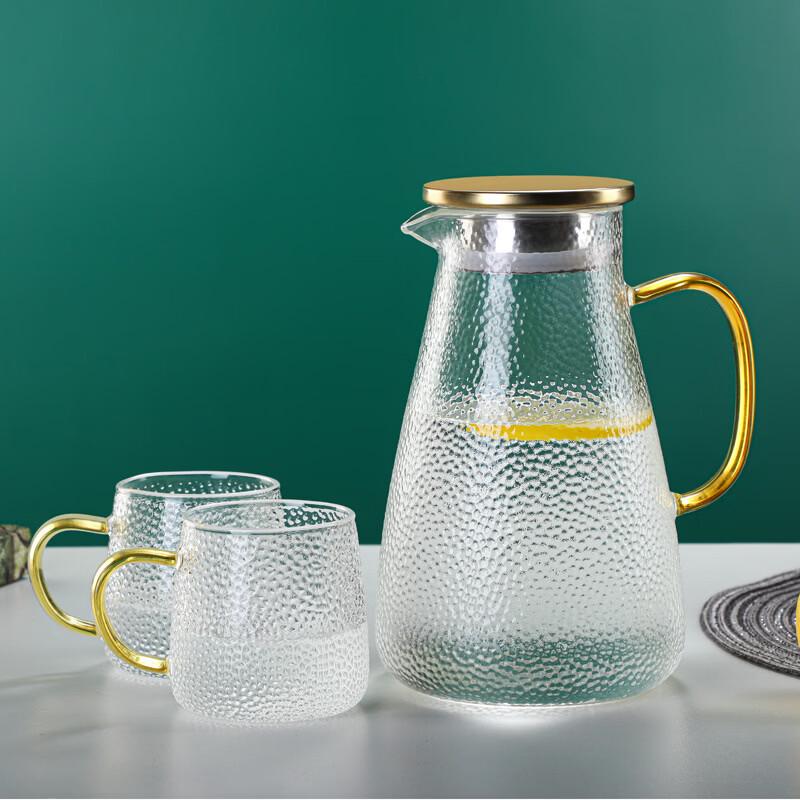 Boyiduo Heat-Resistant Glass Water Pitcher with Gold Lid