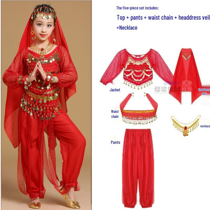 Children's Xinjiang Ethnic Dance Costume for Girls - Toddler Belly Dance Performance Outfit