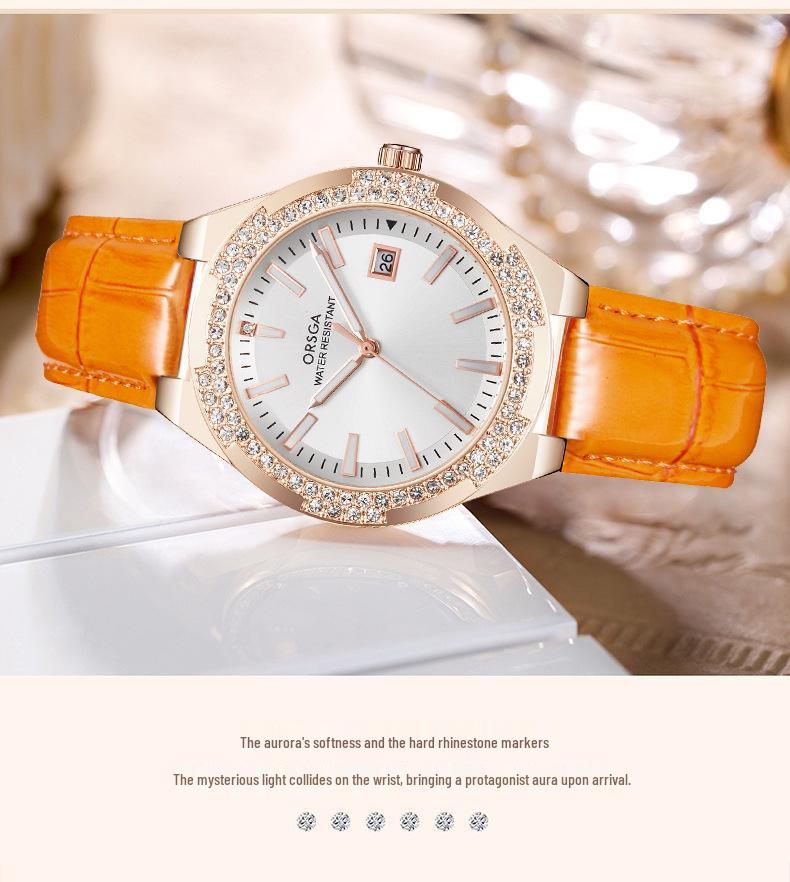 ORSGA Light Luxury Women's Rhinestone Calendar Quartz Watch