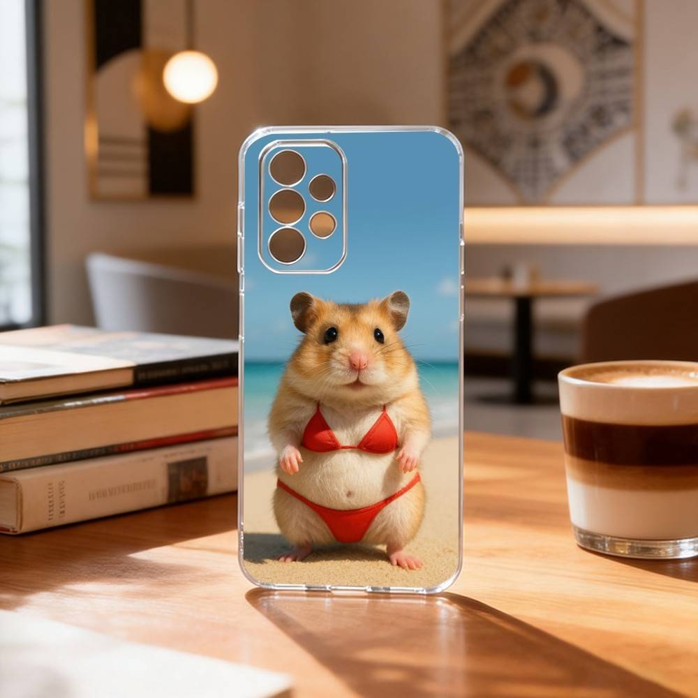 Cute Animal Fluffy Hamsters Phone Case Transparent Silicone Soft For Samsung S25,S24,S21,S22,S23,S30,Ultra,S20,Plus,Fe