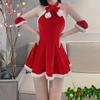 Christmas Costume Sexy Dress With Sleeveless Top And Seven Quarter Pants For Young Women