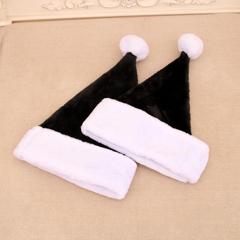 Deluxe Black Plush Santa Hat - Adult Christmas Decoration