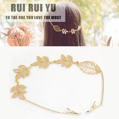 RUI RUI YU Gold Metal Leaf Hairgrip Hair Chain Hairpins Headband Hair Accessories Hair Clips for Bride Women