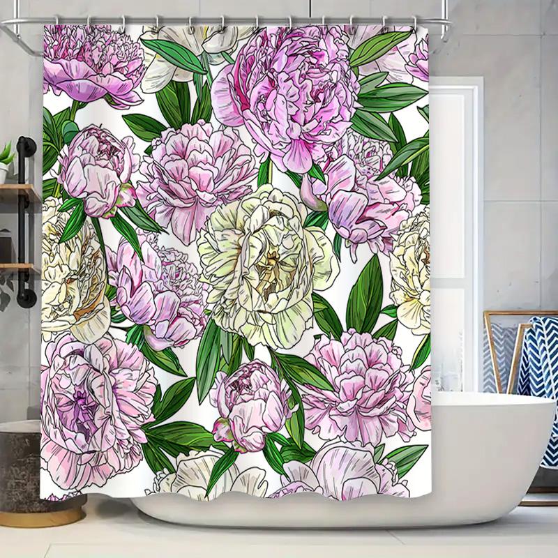 

Floral Bathtub Curtain Shower Decorative Waterproof Home Decor W60H190(CM)-1 Pcs