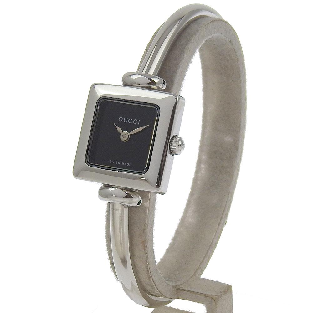 GUCCI Bangle watch Watches 1900L blackDial Stainless Steel Quartz Analog display Women Used