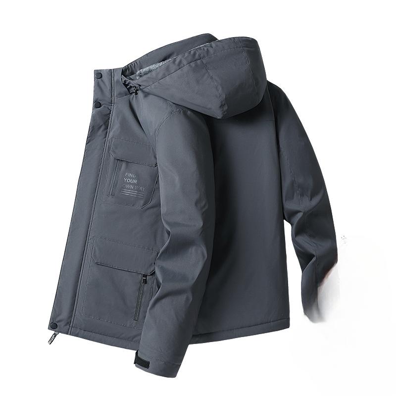 Inverno Algodão-acolchoado Masculino Fleece e Algodão Espessado Algodão-acolchoado Quente Removível Chapéu Grande Tamanho Jaqueta Masculina de Meia-idade