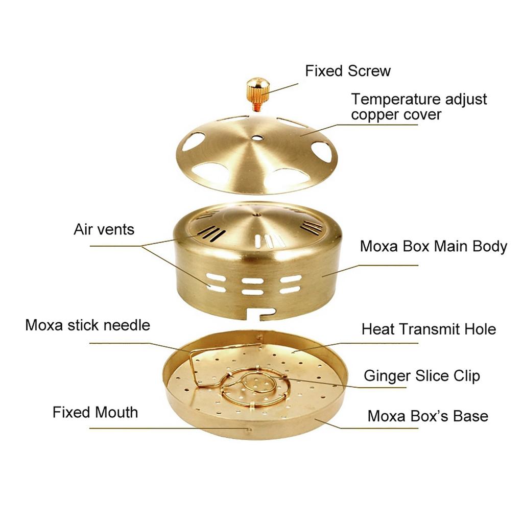 Ren Kobber Moxa Pinnebrenner Bærbar Moxa Boks 6 Hull Moxibustion Varmebehandling Holder