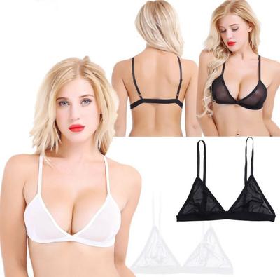 Womens Spaghetti Strap Sheer Mesh Bras Underwear Ladies Bralette Seamless Bras