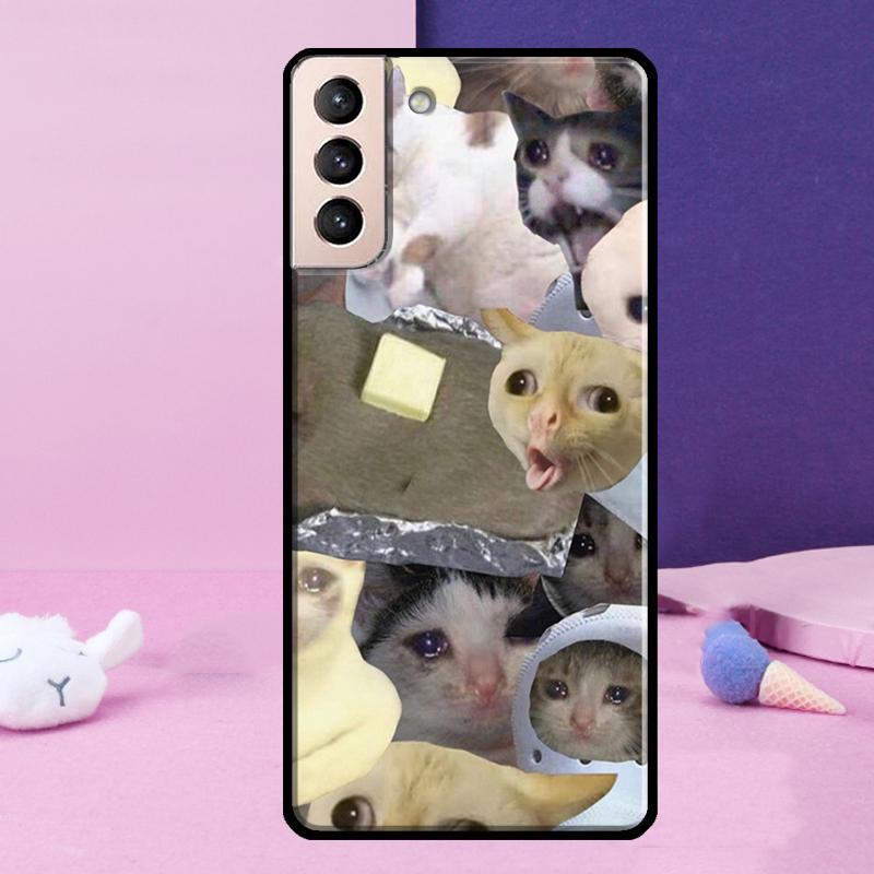 Crying Cat Memes And Dog Phone Case For Samsung Galaxy S25 Ultra S24 Ultra S9 S10 S20 S21 S22 Plus S23 S24 FE Cover