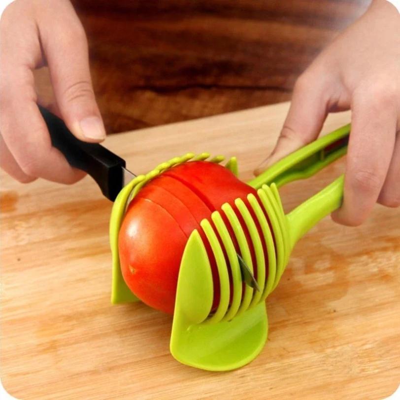 1pc Tomato Slicer Fruits Cutter Stand Assistant Lounged Tomato Lemon Shreadders Slicer