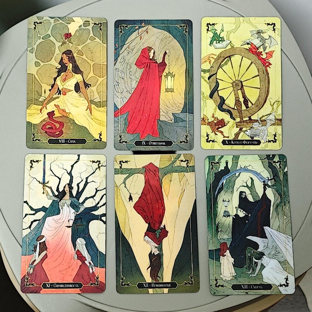 Dark Wood Tarot Deck In Russian Language 78 Pcs Cartoon Tarot Cards Based On Rider System 10.3*6cm