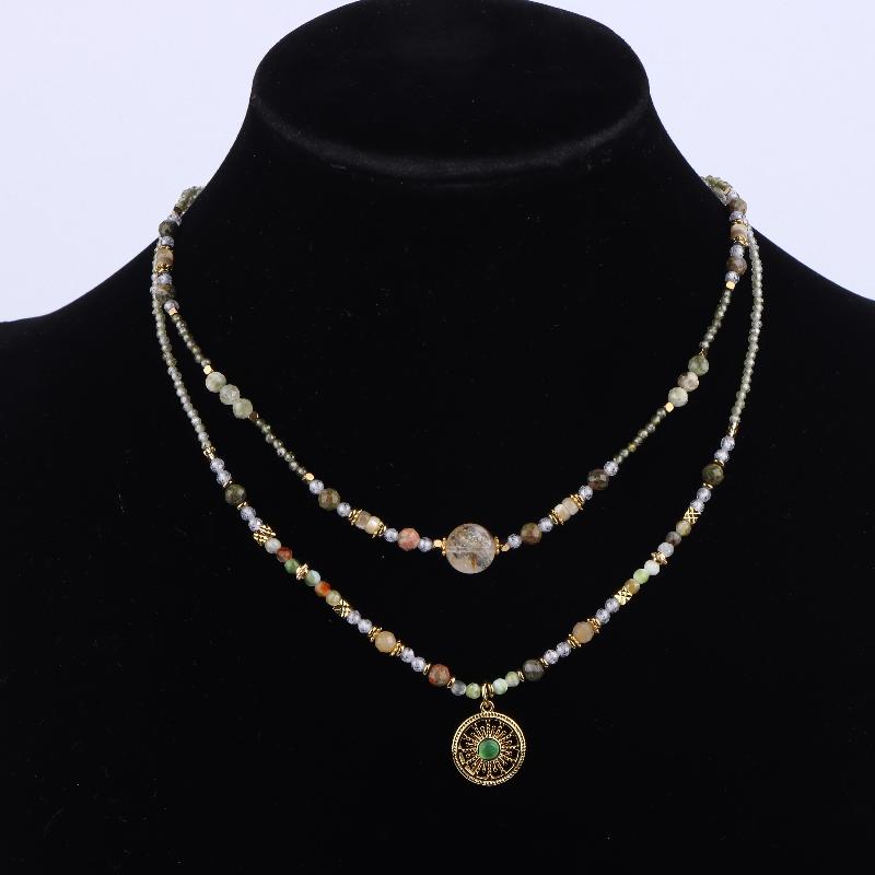 Small Fresh Natural Stone Bead Necklace Jewelry Women'S Stacked Clavicle Chain Trendy Accessories For Young Girls