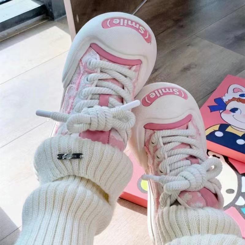 2025 Spring and Summer Board Shoes, Xiaoxiangfeng Female Students, High School Students Gain Height, Thick Soles, Cute Big Head Board Shoes