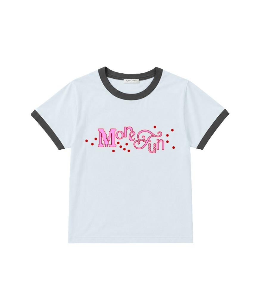 Deomopeuhauseu More Fun Ringer Short Sleeve T-Shirt Light Blue