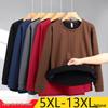 Men's Long-Sleeve Fleece-Lined Hoodie T-Shirt - Solid Color, Round Neck, Plus Size for Spring & Autumn