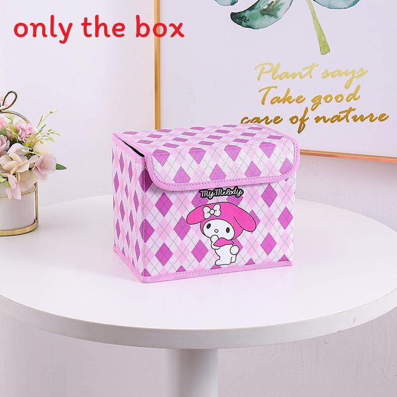 Hello Kitty Kuromi Cinnamoroll Melody Gittermuster Faltbare Klapp-Aufbewahrungsbox für Büro und Schlafzimmer