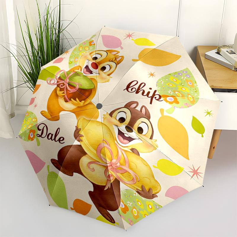 

1pc Chip and Dale s Autumn Adventure Pattern Automatic Umbrella is Fashionable and Good-Looking, a Portable 3-Fold Umbrella, Suitable for Tr