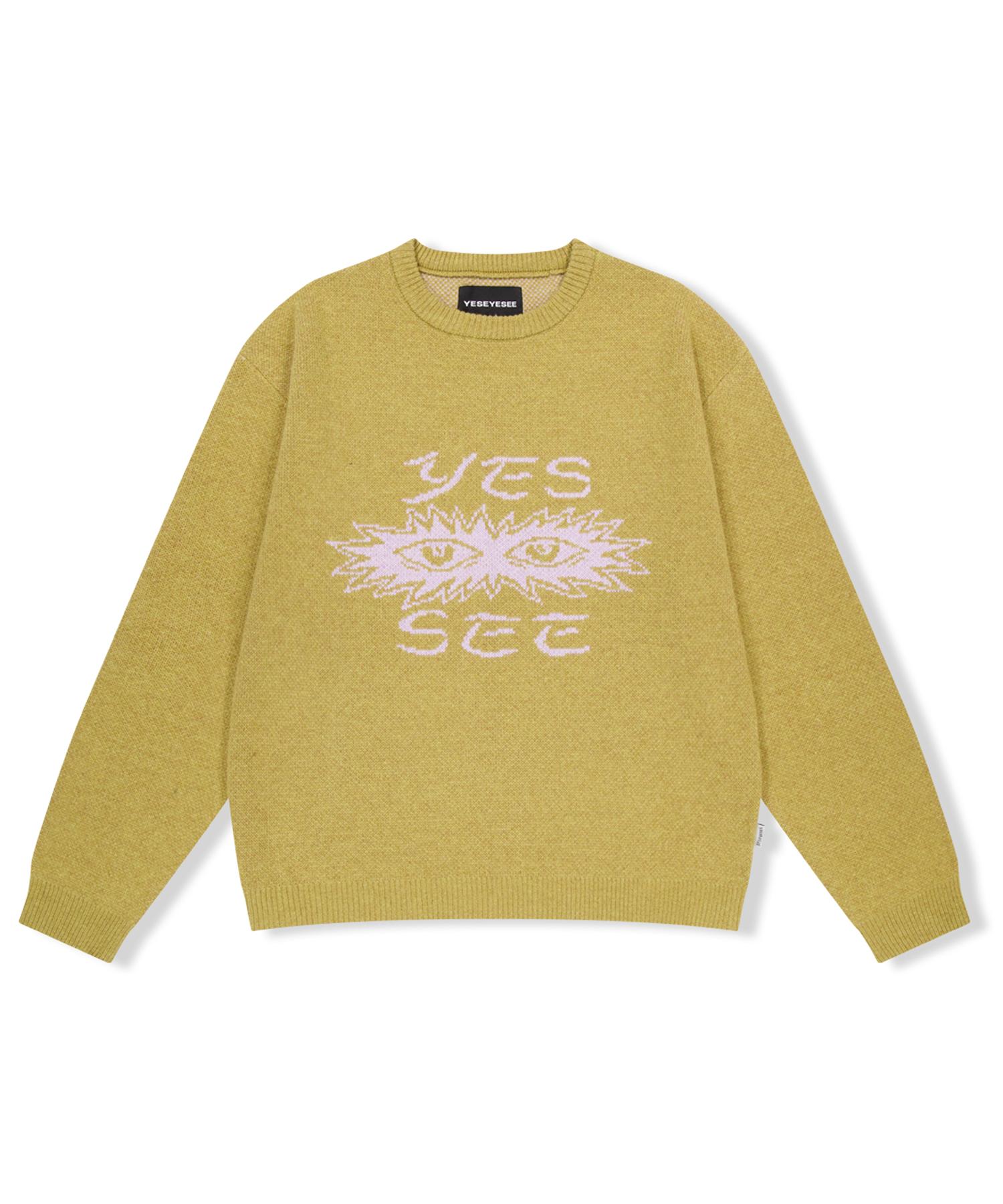 Yes Ic Eye Knit Pullover Sweater Mustard S