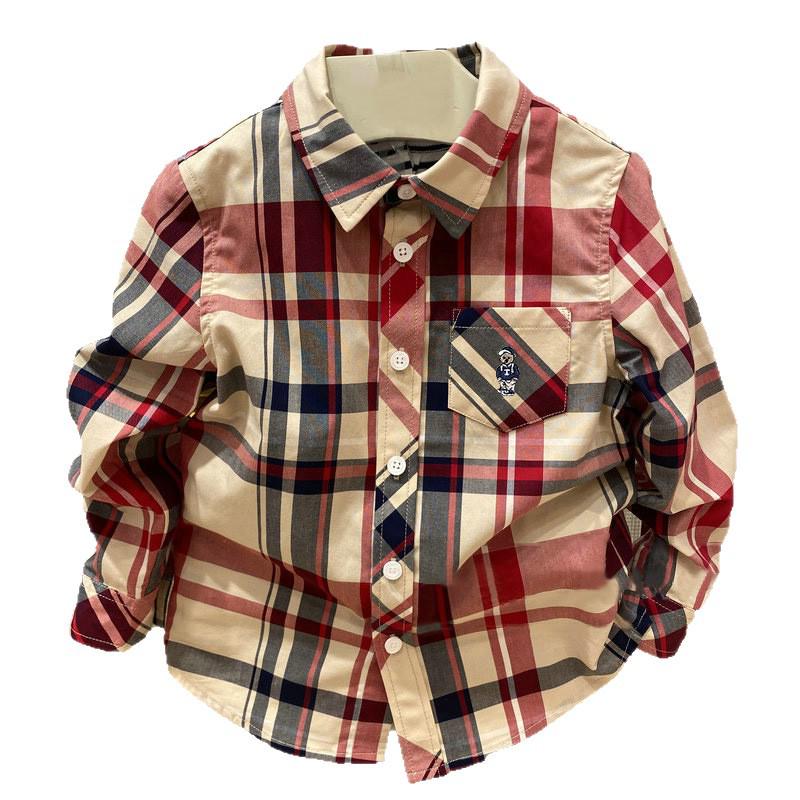New Boys Korean Plaid Long Sleeve Shirt - Lightweight, Spring/Autumn Fashion