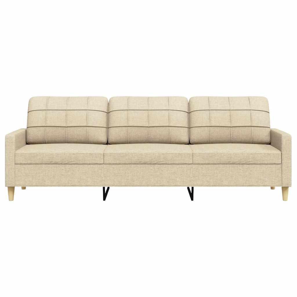 3 Seater Sofa Cream 210 Cm Fabric