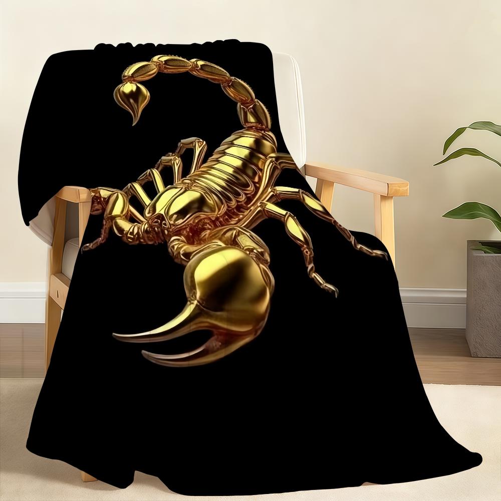 Golden Scorpion Blanket Soft Throw Blanket for Home Bedroom Bed Sofa Picnic Travel Office Rest Cover Blanket Gift