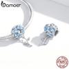 Bamoer 3D Blue Color Flower 925 Sterling Silver Hydrangeas Pendant Charms Fit Original Bracelet Jewelry