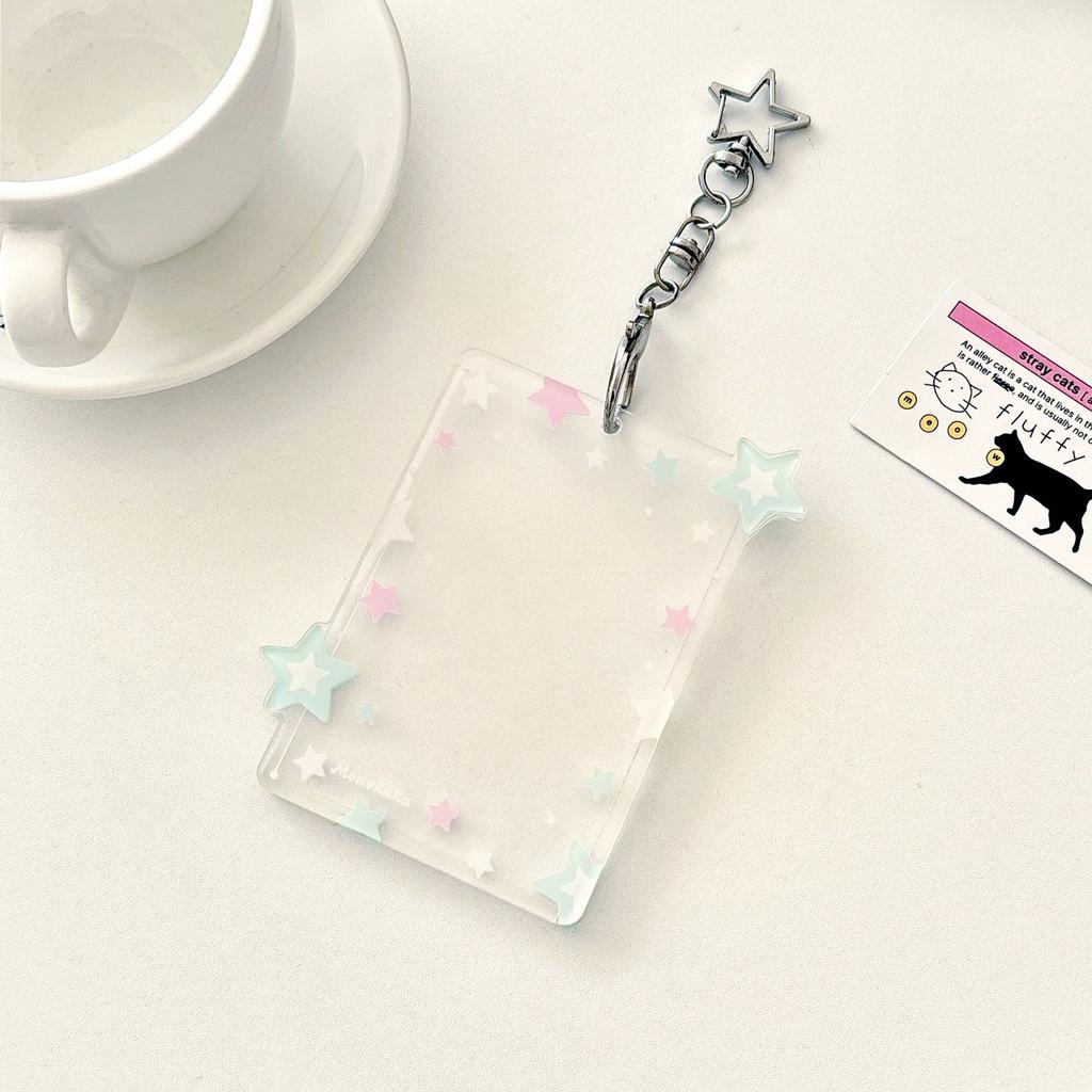 Portafoto Acrílico 3 Pulgadas Lindo Diseño de Estrella Funda Transparente para Tarjetas Kpop, Estuche Protector Impermeable para Tarjetas Coleccionables