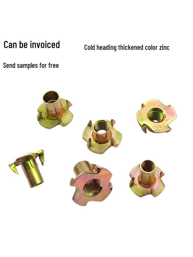 M8 Four-Prong Nut Furniture Screw with Pre-Embedded Thick Prong Locking Bolt