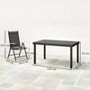 Foldable Seating Group For 6 People 1 Table Plus 6 Chairs Garden Furniture Set Seating Set Aluminum Mesh Black