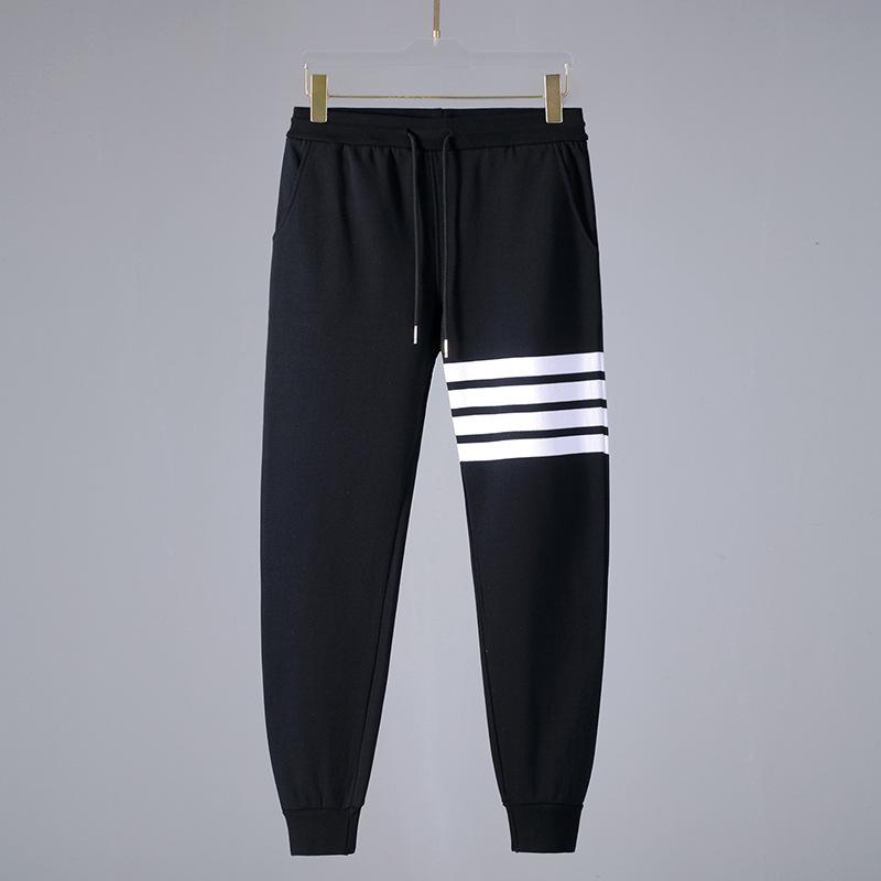 Trend Brand Four-Stripe Terry Cotton Sweatpants: European & American Casual Skinny Fit