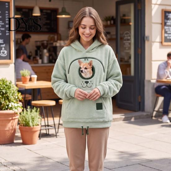 Katzen-Trage-Sweatshirt mit Kapuze und Tasche, Haustierträger für Hund & Katze, Kapuzenpullover, Gemütliche Reisekleidung mit Kängurutasche, Überschnittene Schultern